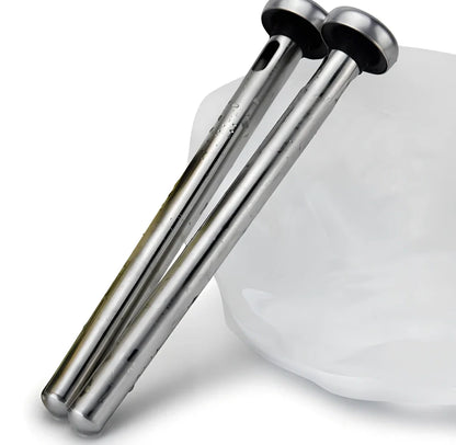 Silver stainless steel wine cooling rod with integrated pourer, 12.5 inches long