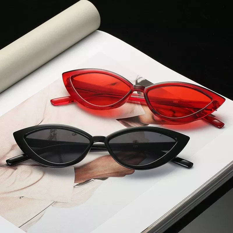 Cat eye sunglasses in various colors with UV protection and lightweight PC frame