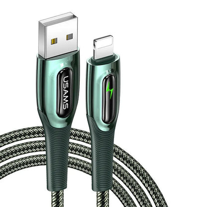 Black braided lightning cable with zinc alloy connectors for iPhone 12 with smart charging protection