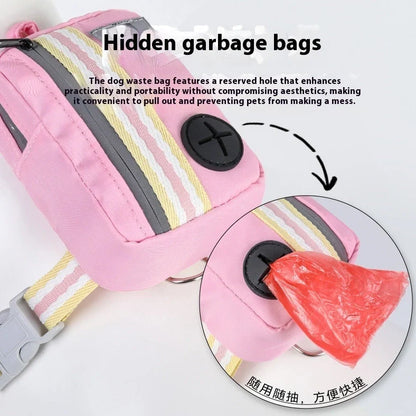 Explosion-proof anti-strangulation pet harness in pink with 1.5m holding rope attached to chest strap