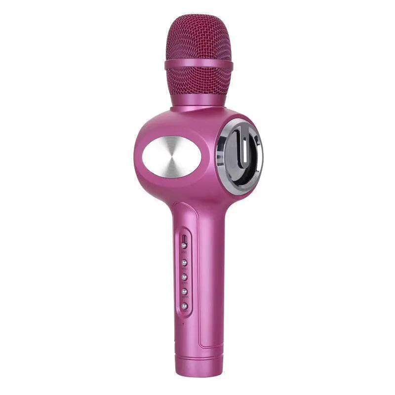 Yaerjia E108 wireless mobile microphone in black, gold, or pink colour with capacitive pickup and 5W speaker output