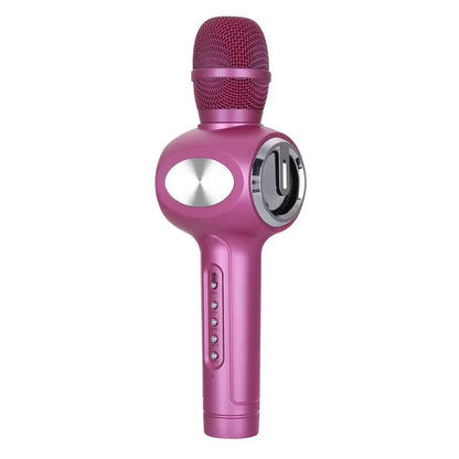 Yaerjia E108 wireless mobile microphone in black, gold, or pink colour with capacitive pickup and 5W speaker output