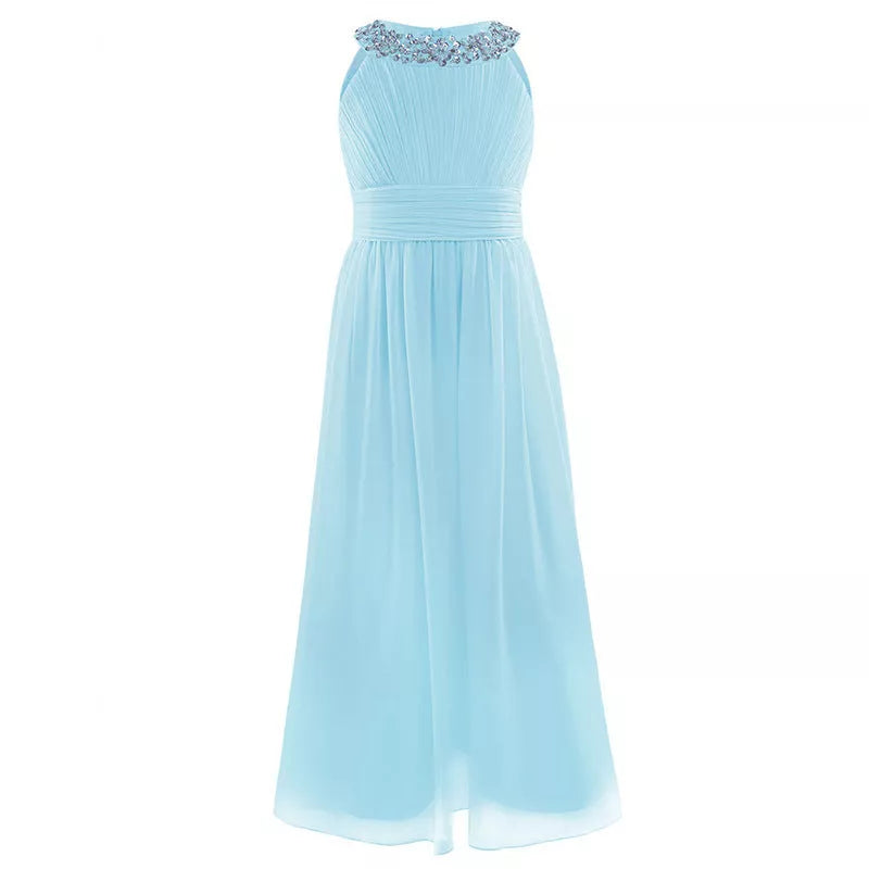 Girl's elegant piano performance and birthday princess dress in various colors