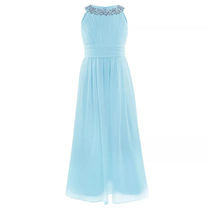 Girl's elegant piano performance and birthday princess dress in various colors