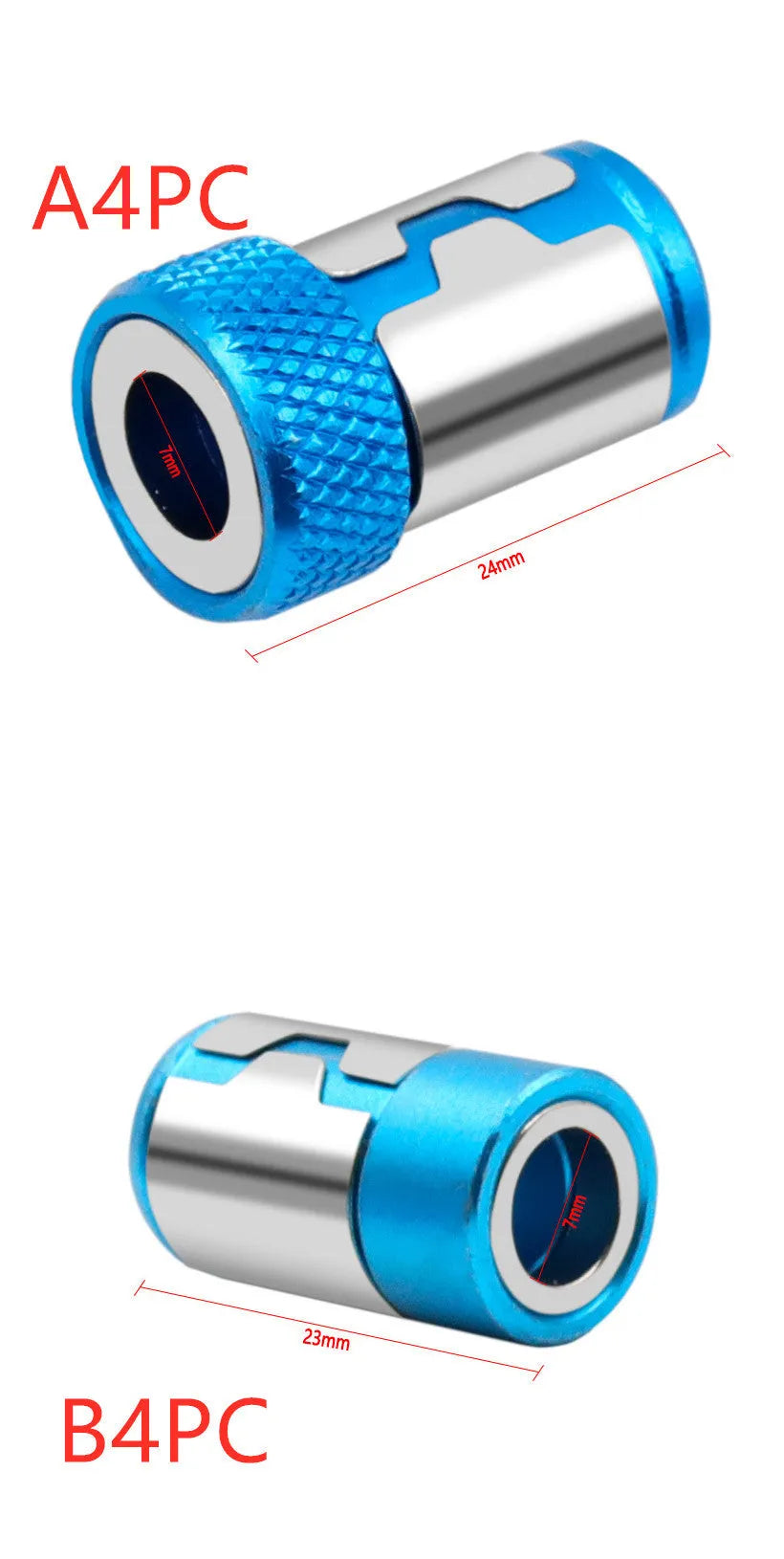 Light blue screwdriver bit with magnetic ring for slotted screws in high carbon steel