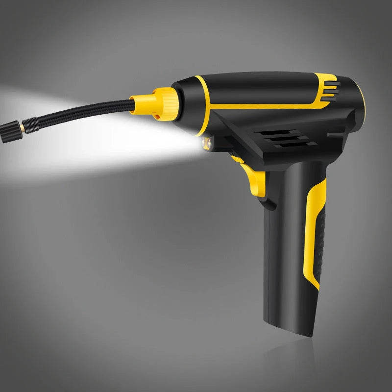 Powerful portable 12V digital air compressor for inflating tires, sports equipment, and more with automatic shut-off to prevent over-inflation