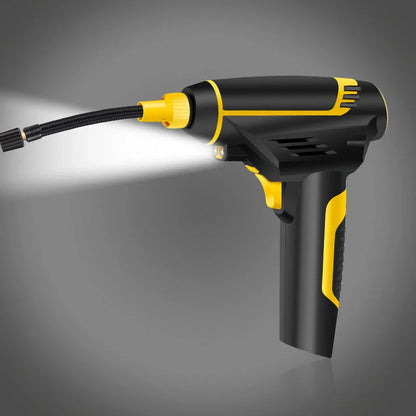 Powerful portable 12V digital air compressor for inflating tires, sports equipment, and more with automatic shut-off to prevent over-inflation