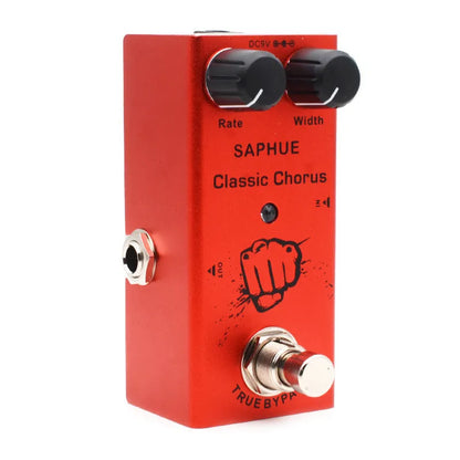 SAPHUE mini electric guitar effects pedal with aluminium alloy casing, true bypass, 1/4 inch jacks and 9V DC power