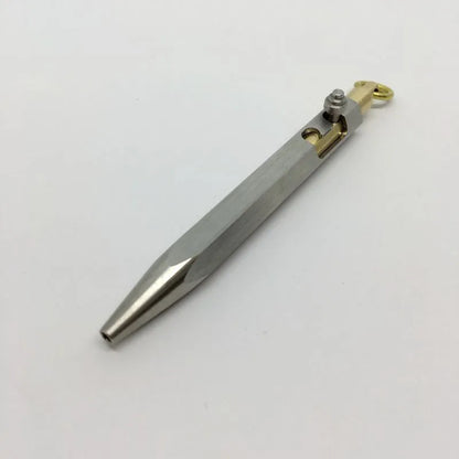 Six-sided brass fountain pen with stainless steel details and keychain attachment in colours shown