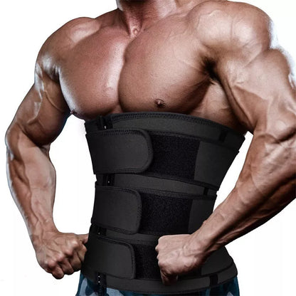 Men's neoprene waist belt for sports and fitness support in grey and black