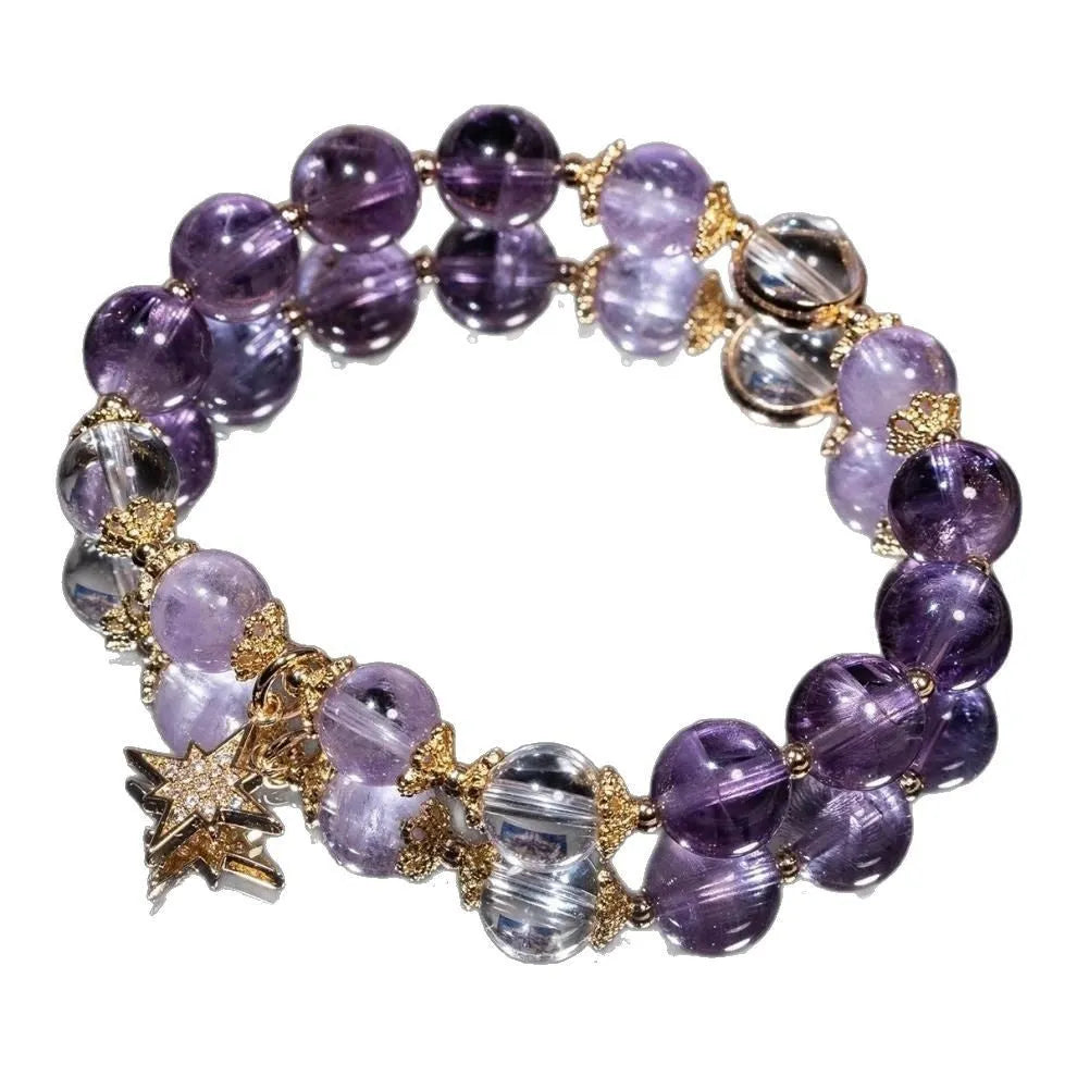 Purple eight awn star artificial crystal bracelet for women in gift box