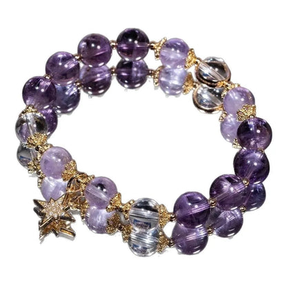 Purple eight awn star artificial crystal bracelet for women in gift box