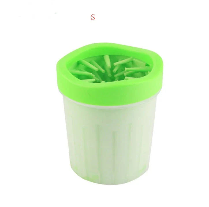 Premium silicone dog paw cleaning cup with soft bristles for gentle, effective paw washing