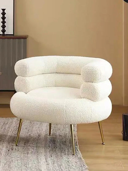 White Hot Dog sofa chair on balcony, 80cm wide cloth lounge with 20kg base and elastic foam filler
