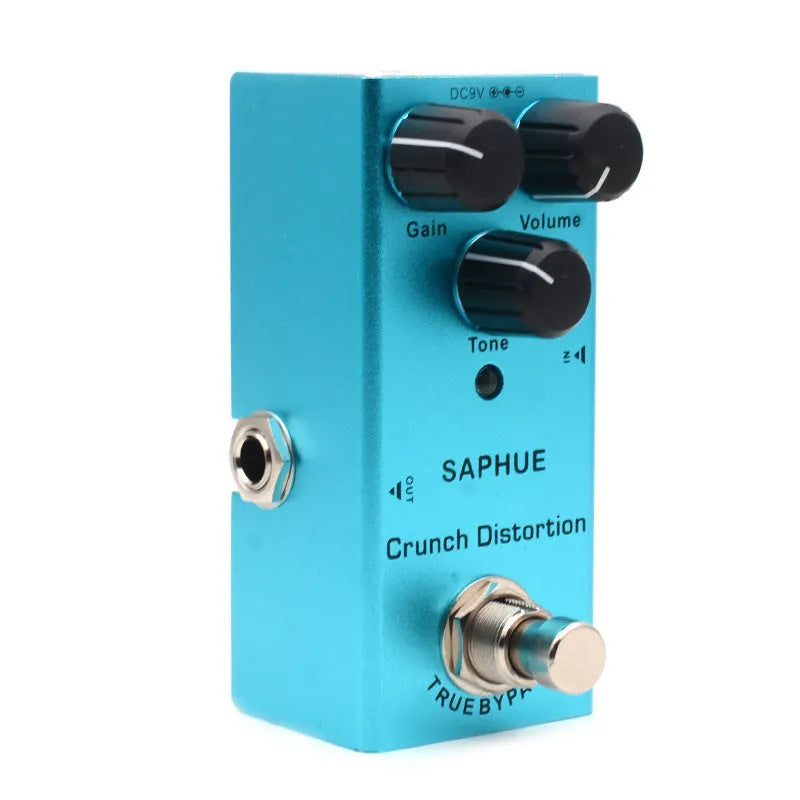 SAPHUE mini electric guitar effects pedal with aluminium alloy casing, true bypass, 1/4 inch jacks and 9V DC power