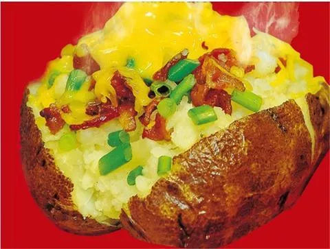 Red washable microwave cooker bag for quick potato cooking, 26.5 x 19.5 cm