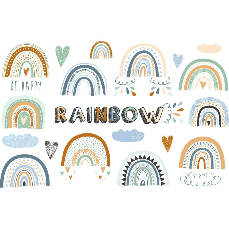 Colorful cartoon-themed waterproof wall stickers for kids' rooms