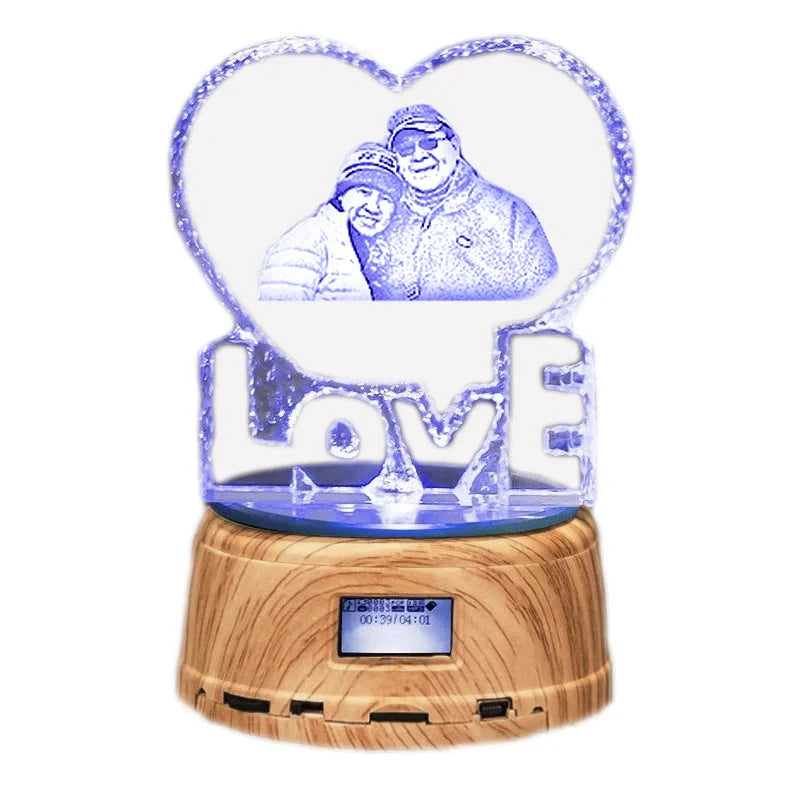 Personalized crystal photo night lamp with Bluetooth and color-changing features