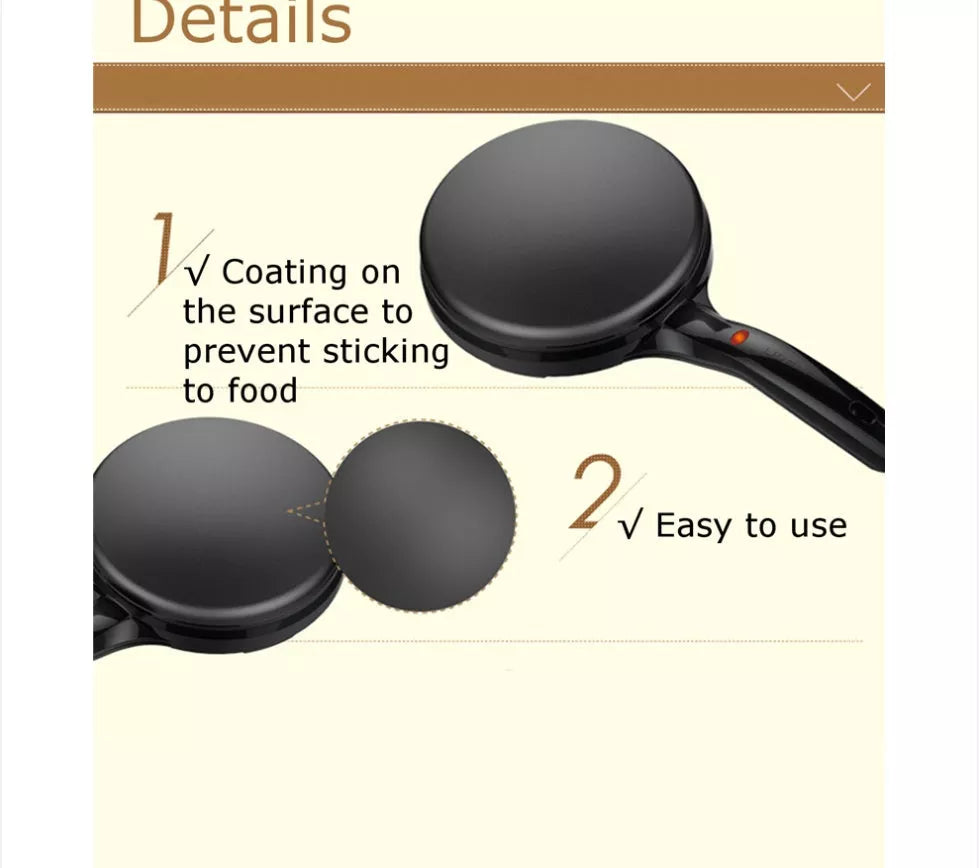 Automatic Electric Pancake Maker with non-stick coating and 600W power