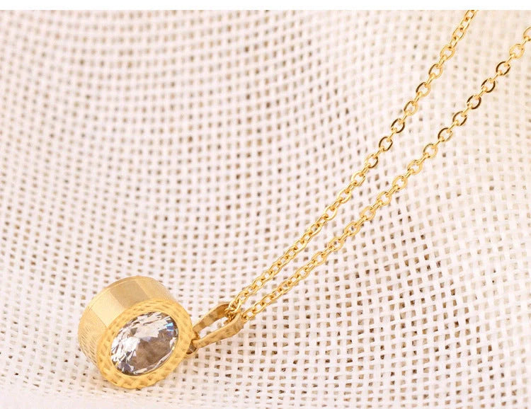8 colors diamond titanium steel necklace with replaceable gems in silver and gold finishes