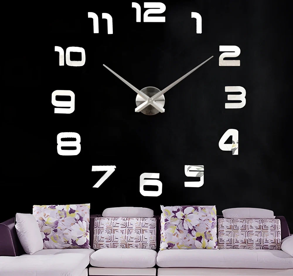 25-inch black solar wall clock with laser-engraved numbers and European round design