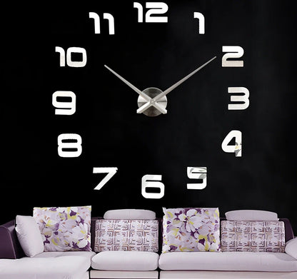 25-inch black solar wall clock with laser-engraved numbers and European round design