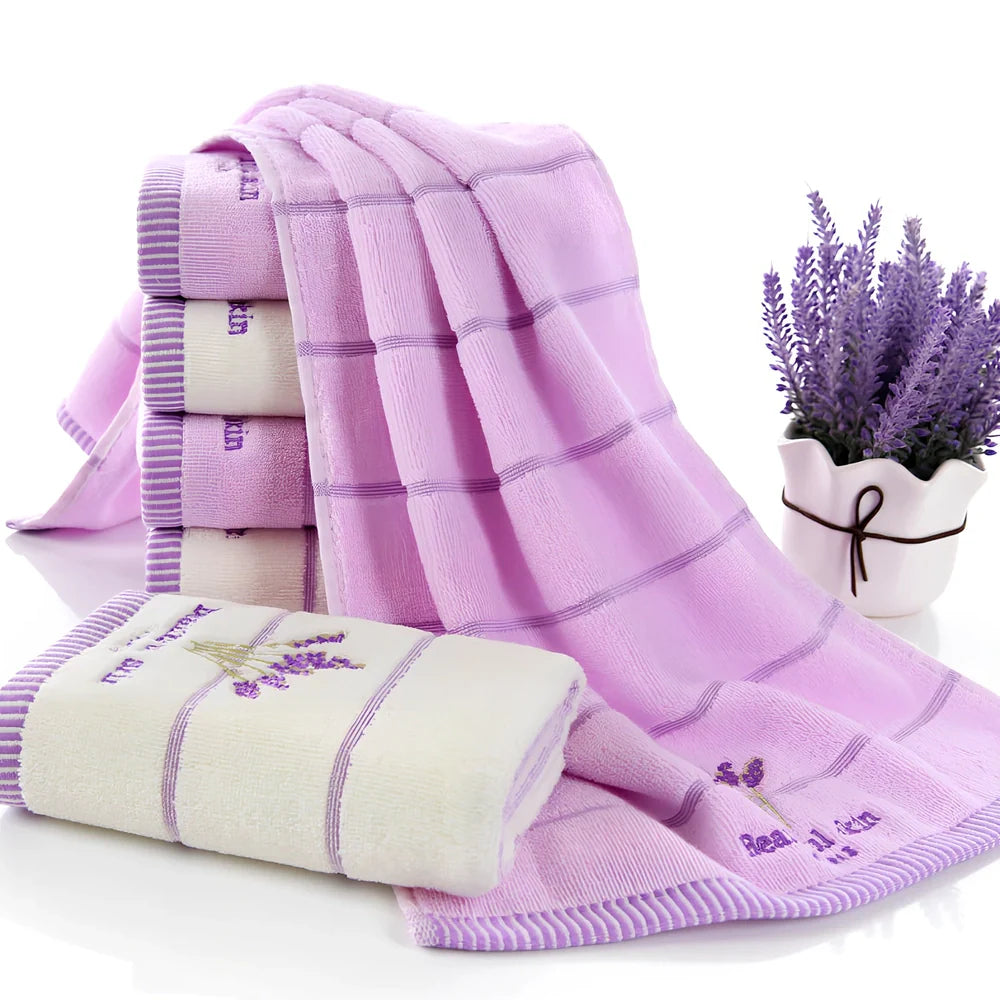 Pure cotton embroidered face towel with detailed 32-strand patterns measuring 34x74cm