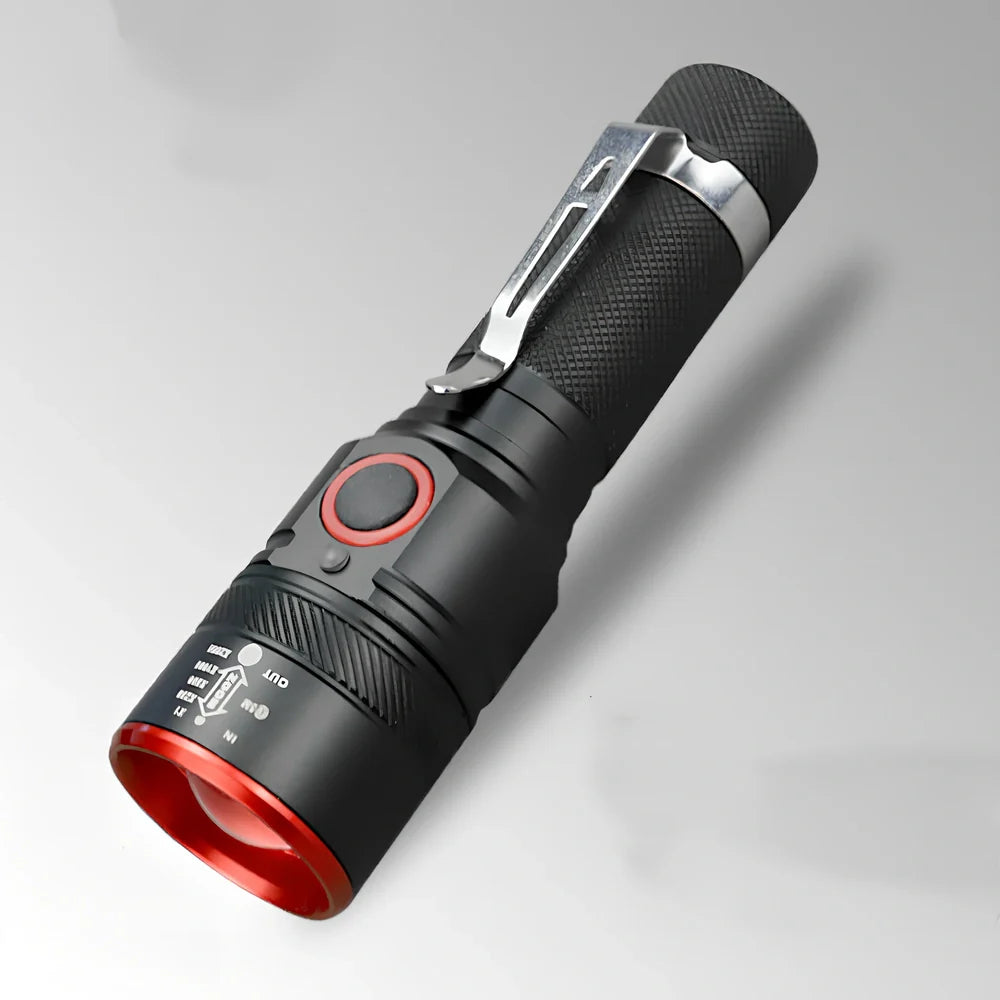 LED torch with dimming switch and constant voltage technology for reliable illumination