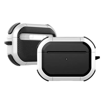 Black TPU and PC protective shell case for Apple AirPods 1, 2, and AirPods Pro charging case