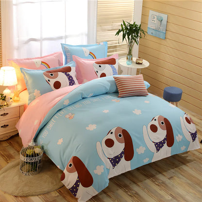 Cashmere cotton bedding set with reactive printed floral pattern in twill weave construction