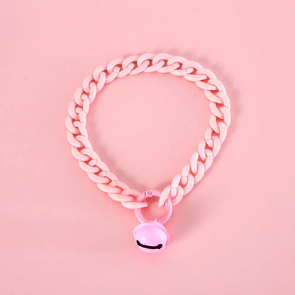 Adjustable plastic pet collar in macaron colours with chain design for cats dogs rabbits