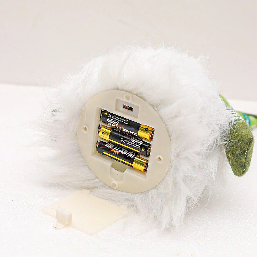 Festive faceless gnome dolls in various colors, including green, red, and grey, with battery-powered lights for cozy Christmas decor