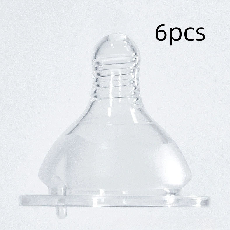 Transparent newborn feeding bottle with wide mouth and cross-hole silicone nipple for infants 0-3 months