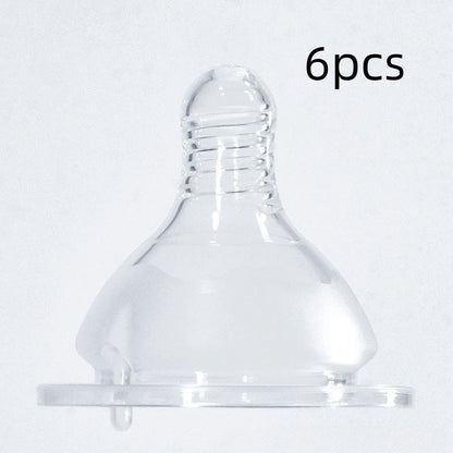 Transparent newborn feeding bottle with wide mouth and cross-hole silicone nipple for infants 0-3 months