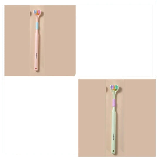 Soft Bristle Tri-Angle Toothbrush with customizable features for deep cleaning and travel convenience