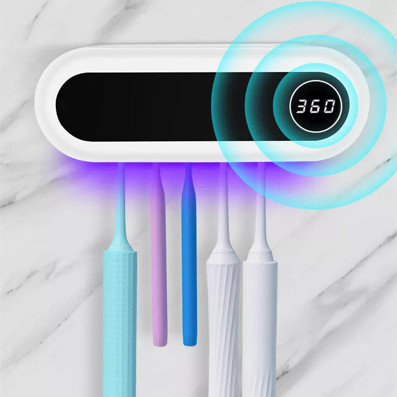 Smart Toothbrush UV Sterilizer with toothpaste dispenser in Ivory White