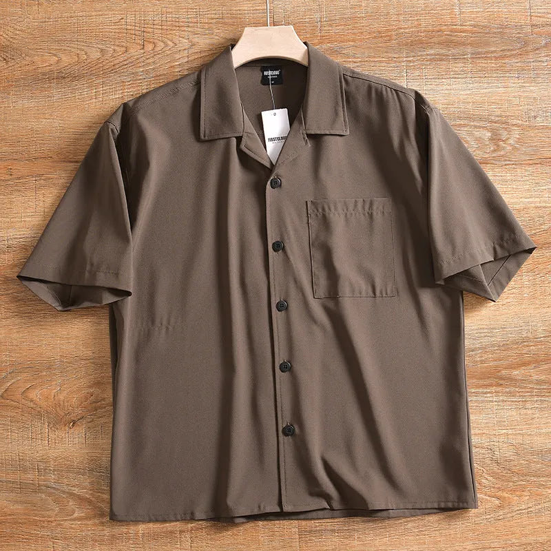 Men's lightweight pure cotton short sleeve shirt in loose Japanese style