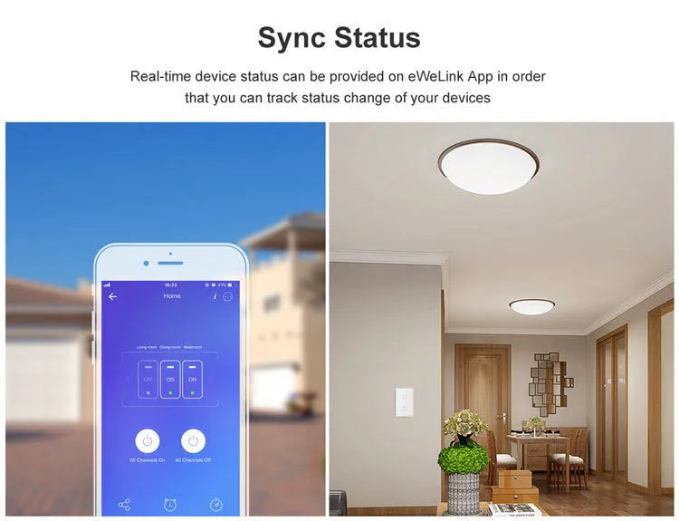 Smart wall switch with tempered glass panel, touch control, 220-250V 10A, 120mm mounting hole distance