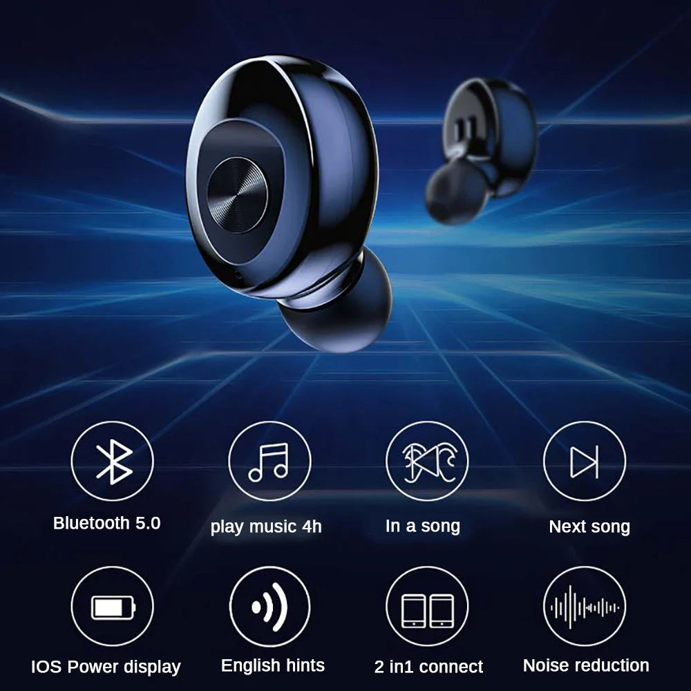 XG-12 Bluetooth TWS Dual Headset with copper ring rubber speakers in black and white