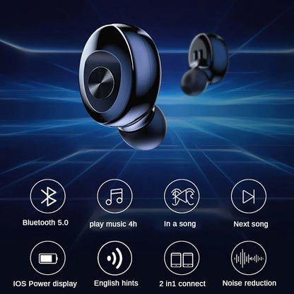 XG-12 Bluetooth TWS Dual Headset with copper ring rubber speakers in black and white