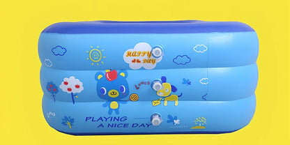 Baby inflatable swimming pool with bubble bottom measuring 120cm long x 80cm wide x 35cm high