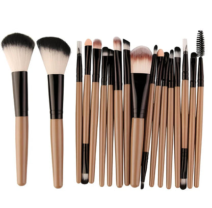 MAANGE 18-piece makeup brush set with fan-shaped tools and various brush heads