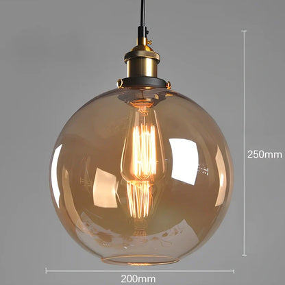 Nordic retro glass chandelier with fishing line design and LED lighting in amber, soot, or transparent finish
