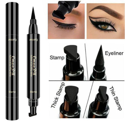 Dual-Tip Winged Eyeliner Stamp with Carbon-Black Pigment for Easy Application