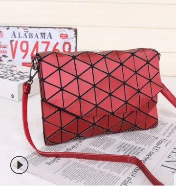 Rhombic ABS envelope shoulder bag with diagonal strap in black, brown, grey, pink, red, white, light green, burgundy, light yellow, dark khaki