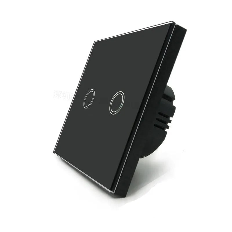 86 type glass touch light switch with tempered glass panel in black, golden or white finish