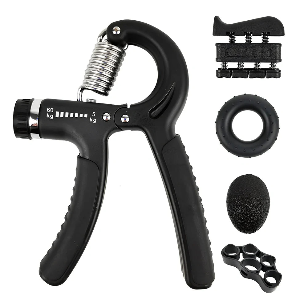 Wrist strength device with 45LB spring steel resistance and black finish for grip training