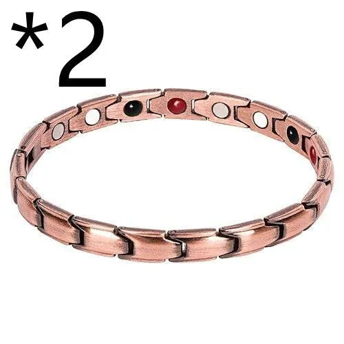 Metal rhombus therapy bracelet in black, bronze, gold, or silver, available as single or multi-pack for arthritis and slimming support.