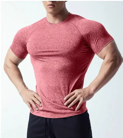 Men's casual short sleeve t-shirt in quick-dry polyester, shown in grey.