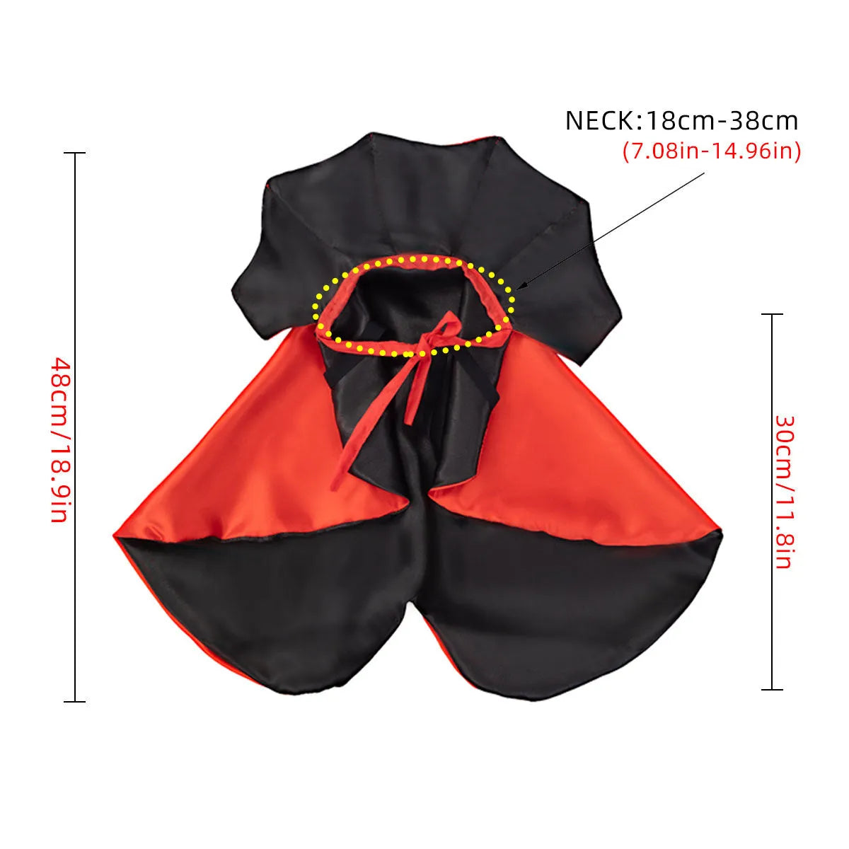 Red polyester Halloween costume cloak for a cat or small dog